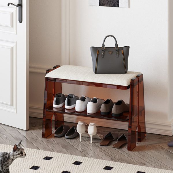 Modern Minimalist Long Rectangle Cotton Linen Acrylic Shoe Storage 2/3 Tier For Entryways - Image 10