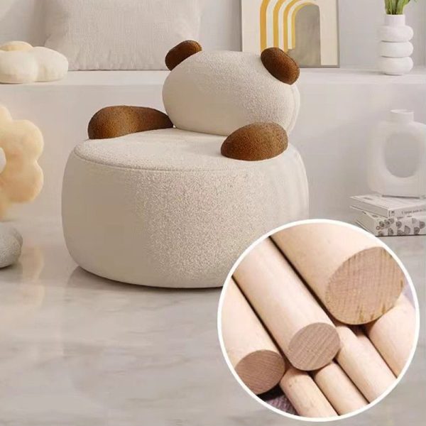 Contemporary Creative Bear Round Cushion Lambswool Solid Wood Accent Chair Backrest Armrest For Living Room - Image 7