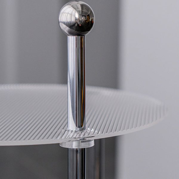 Contemporary Nordic Cloud Acrylic Stainless Steel Crystal Wheel End Table 2-Tier For Living Room - Image 7