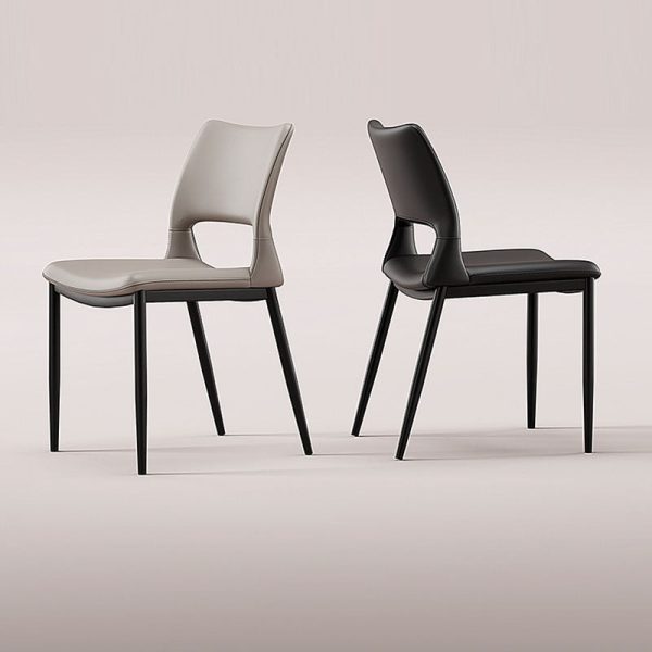 Contemporary Nordic Square Curved Upholstered Hollowed Out Leather Carbon Steel Dining Chair Backrest For Dining Room - Image 13
