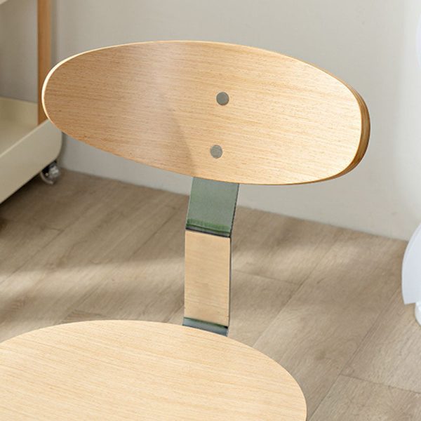 Modern Minimalist Round Wood Iron Dining Chair Four Legs Backrest For Dining Room - Image 12