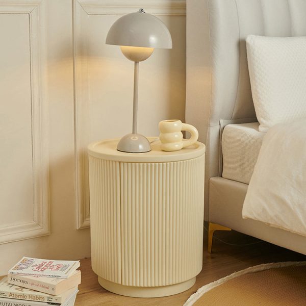 Modern Minimalist Cylinder PE Plastic Nightstand 2-Cabinet For Bedroom - Image 7
