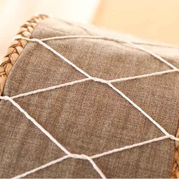 Contemporary Creative Round Cattail Fabric Low Stool For Living Room - Image 8