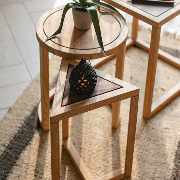 Modern Simplicity Round Triangle Square Wood End Table For Living Room - Image 7