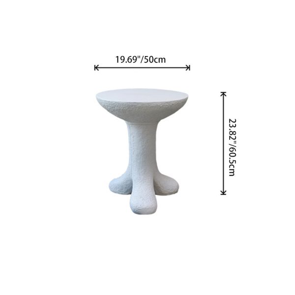 Modern Art Deco Sausage Legs Round Tabletop Magnesium Oxide Side Table 3-Leg For Living Room - Image 4