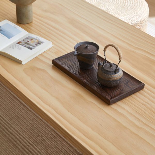 Traditional Japanese Rectangular Tabletop Solid Wood Coffee Table 4-Leg For Living Room - Image 7