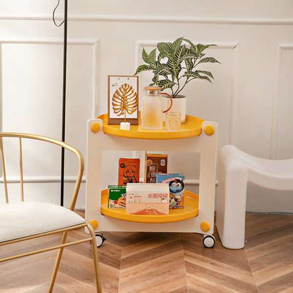 Contemporary Scandinavian Tray Top ABS Triangle Frame Movable End Table 2-Tier For Living Room - Image 10
