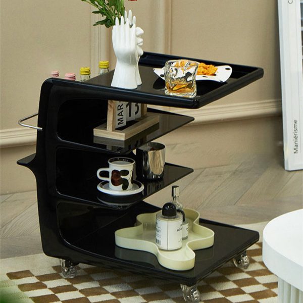Contemporary Scandinavian Rectangular C Shape PC Stainless Steel End Table 4-Tier Movable For Living Room - Image 13