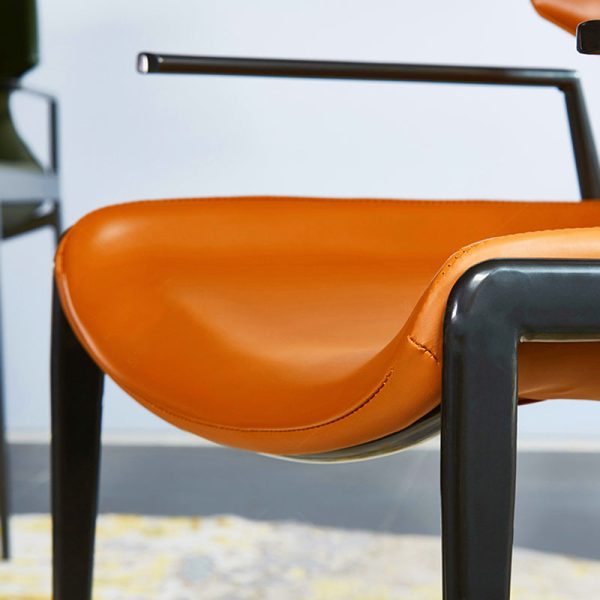 Modern Luxury Square Curved Surface PU Leather Stainless Steel Dining Chair Backrest Armrest For Dining Room - Image 7