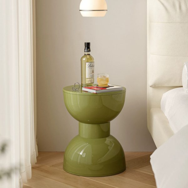 Contemporary Scandinavian Macaron Hourglass Shape Plastic Footstool For Entryways - Image 2