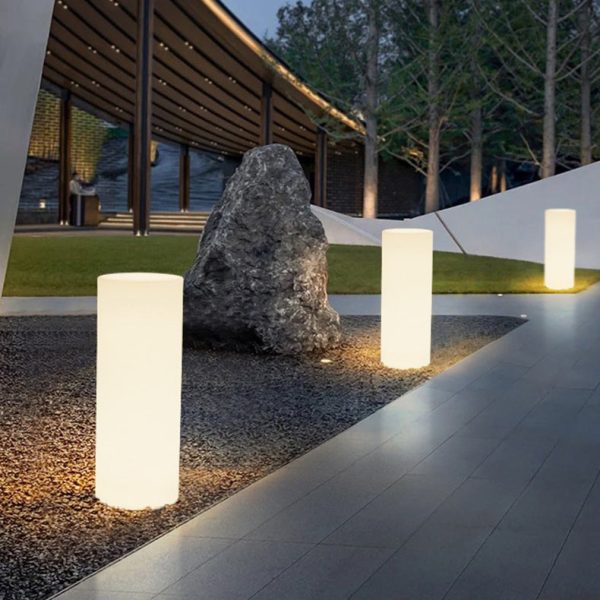 Modern Minimalist Solar Waterproof Cylinder PE LED Outdoor Ground Plug Light For Garden - Image 14