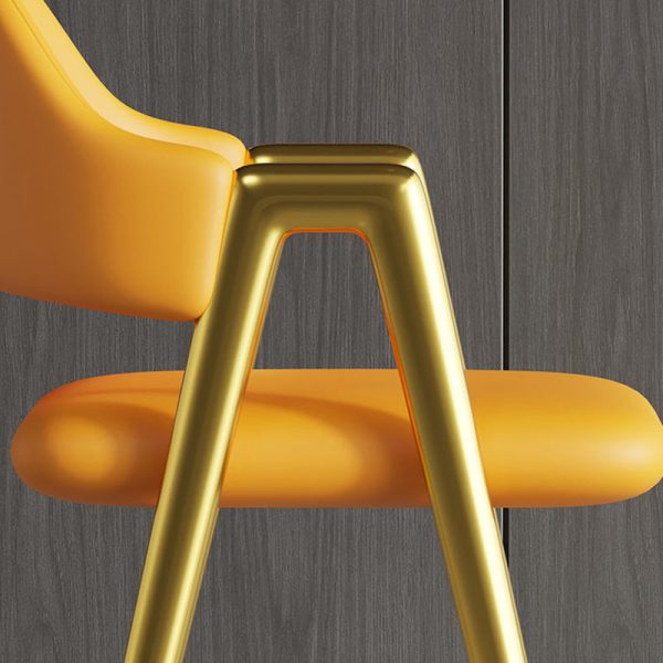 Contemporary Luxury Square Leather Upholstered Dining Chair Backrest Armrest For Dining Room - Image 6