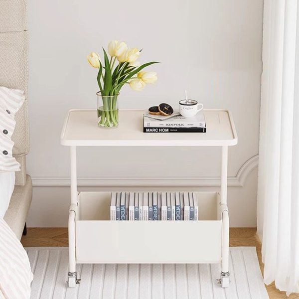 Modern Simplicity Tray Top Leather Storage Movable End Table 2-Tier For Living Room - Image 12