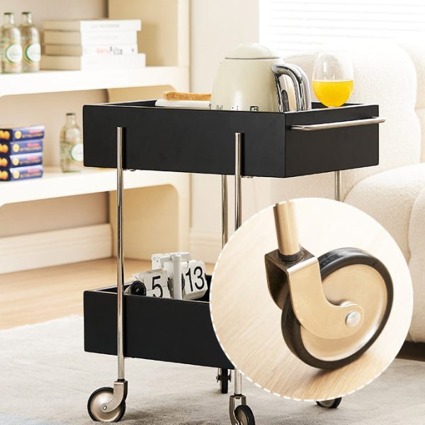 Modern Eclectic Rectangular Stainless Steel End Table 2-Tier For Living Room - Image 7