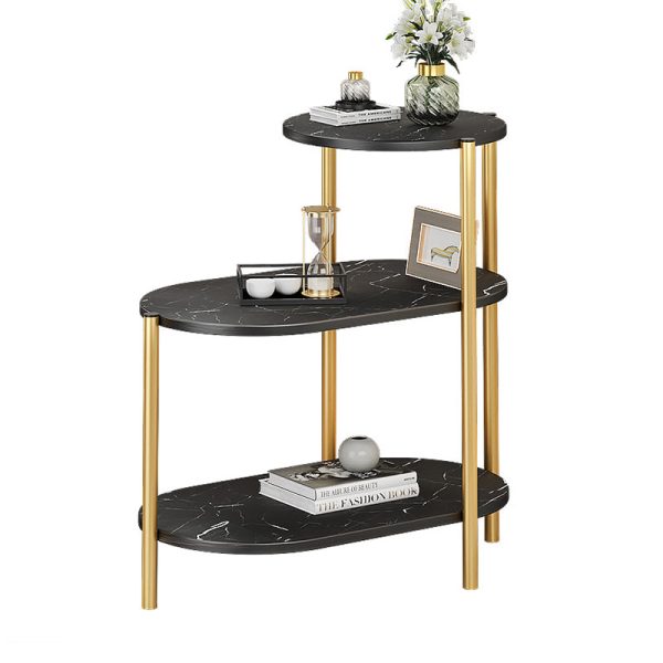 Contemporary Scandinavian Rectangular Iron Marble End Table 3-Tier For Living Room - Image 5