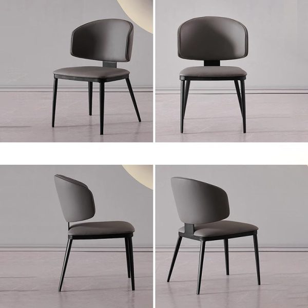 Modern Minimalist Square Cushion Microfiber Leather Carbon Steel Dining Chair Backrest For Dining Room - Image 15
