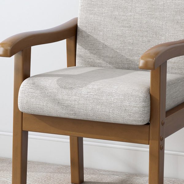 Modern Minimalist Square Upholstered Cotton Linen Fabric Solid Wood Chair For Living Room - Image 12