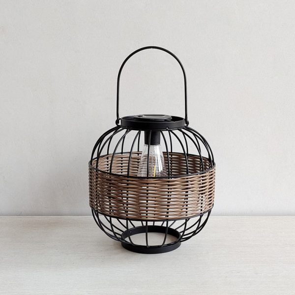 Traditional Vintage Rattan Iron Ball 1-Light Outdoor Light For Garden - Image 4