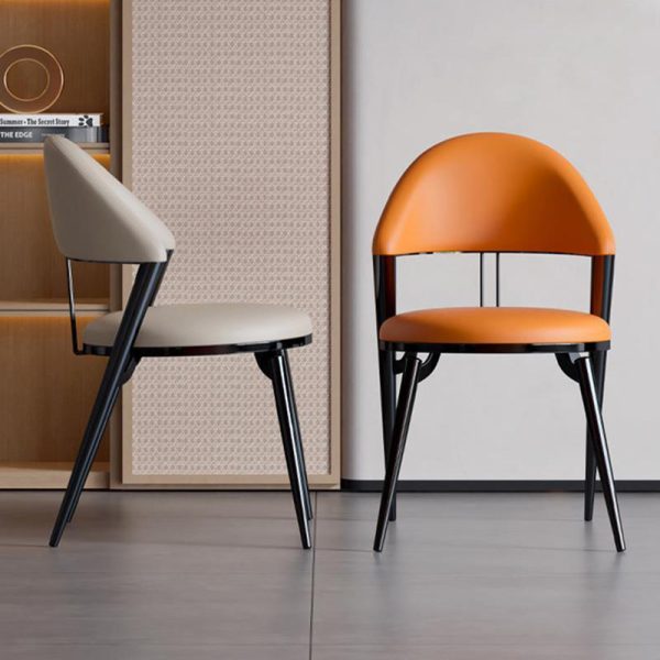 Modern Luxury Round Cushion Lambswool Sponge Black Titanium Dining Chair Backrest For Dining Room - Image 12
