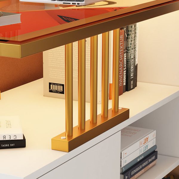Contemporary Simplicity Rectangular Glass Top End Table 2-Tier Cabinet For Living Room - Image 7