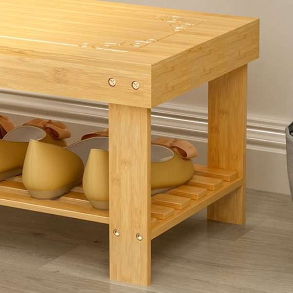Traditional Chinese Rectangle Heather Bamboo Shoe Storage 1-Shelf For Entryways - Image 9