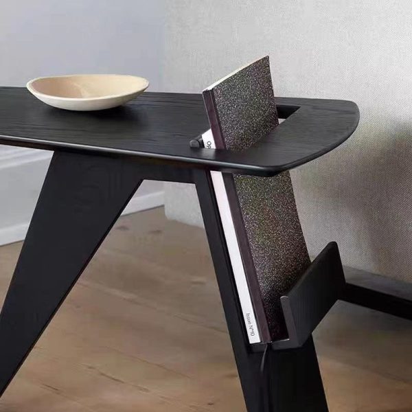Modern Minimalist Triangle Frame Solid Wood Side Table 1-Shelf For Living Room - Image 7