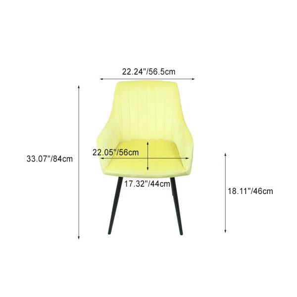Modern Minimalist Square Iron Velvet Fabric Sponge Dining Chair Four Legs Armrest Backrest For Dining Room - Image 4
