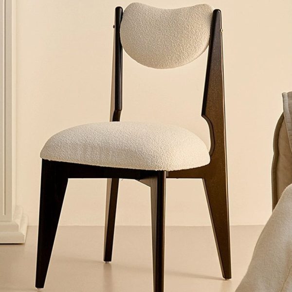 Contemporary Nordic Ash Wood Velvet Metal Sponge Square Crescent Dining Chair Backrest Armless For Dining Room - Image 13