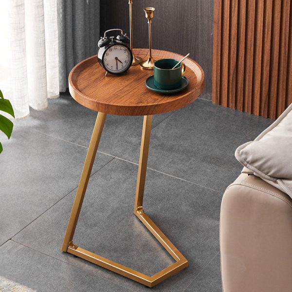 Modern Simplicity Round MDF Iron End Table Movable For Living Room - Image 16
