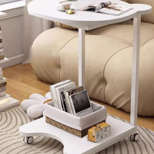 Modern Minimalist Panda Head Round Tabletop Artificial Board Plastic Side Table 1-Shelf For Living Room - Image 3
