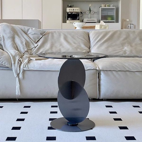 Modern Art Deco Round Combine Design Glass Metal End Table For Living Room - Image 15