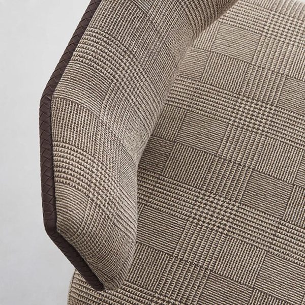 Modern Luxury Rectangular Cushion Cotton Linen Saddle Leather Stainless Steel Accent Chair Backrest For Living Room - Image 8