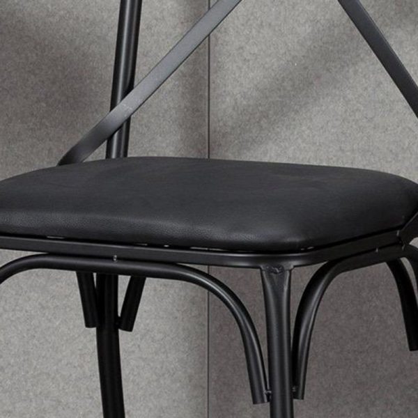 Contemporary Industrial Leather Wood Iron Square X Shape Back Dining Chair & Table Set For Dining Room - Image 8