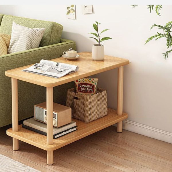 Traditional Japanese Wood Rectangular End Table 3-Tier For Living Room - Image 14