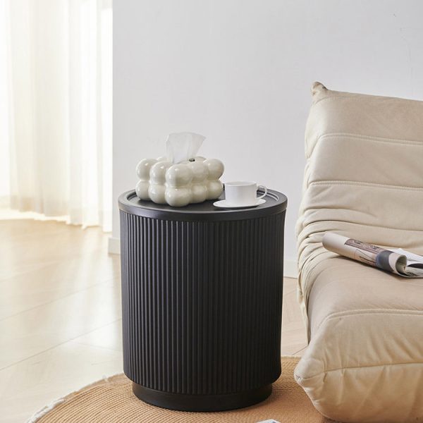 Modern Minimalist Cylinder PE Plastic Nightstand 2-Cabinet For Bedroom - Image 8
