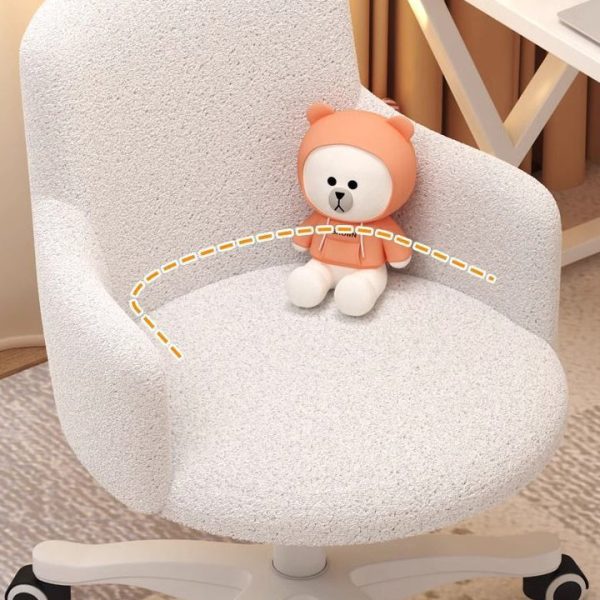 Modern Minimalist Fabric Velvet Carbon Steel Sponge Round Rotatable Desk Chair Backrest Armrest For Home Office - Image 7