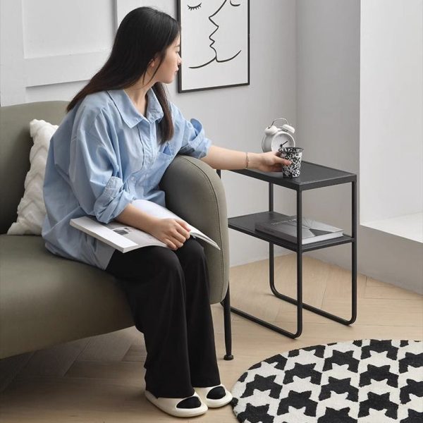 Modern Simplicity Rectangular Frame Iron Side Table 4-Leg For Living Room - Image 2
