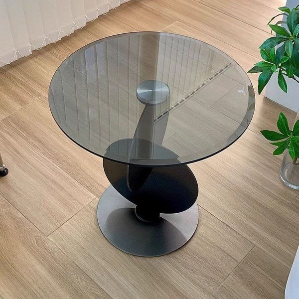 Modern Art Deco Round Combine Design Glass Metal End Table For Living Room - Image 16