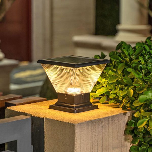 Modern Simplicity Solar Square Round Aluminum Acrylic LED Post Head Light For Garden - Image 3