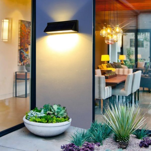 Outdoor Solar Waterproof Rectangular Slant LED Patio Wall Sconce Lamp - Image 16