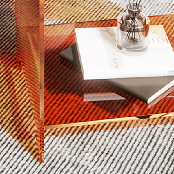 Modern Minimalist Square Acrylic End Table Two Tiers For Living Room - Image 6
