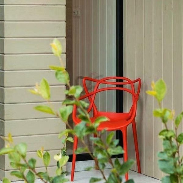 Contemporary Creative Curved Frame Plastic Acrylic Dining Chair Backrest Armrest For Dining Room - Image 13