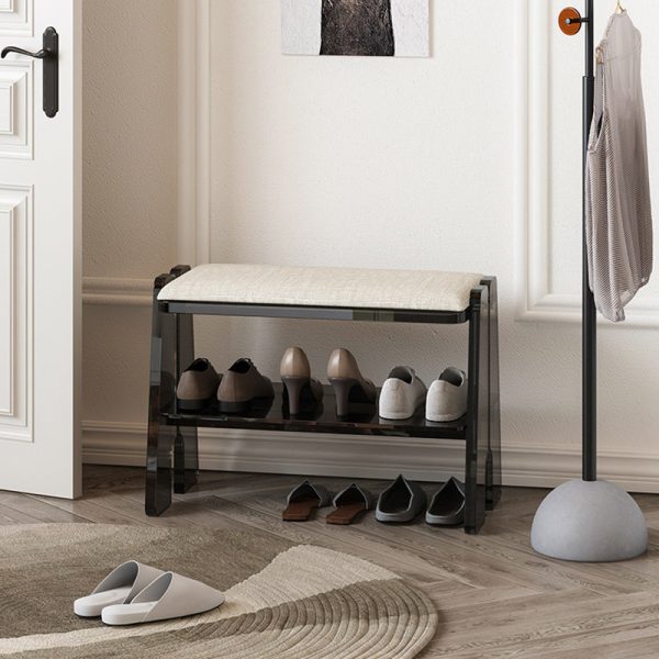 Modern Minimalist Long Rectangle Cotton Linen Acrylic Shoe Storage 2/3 Tier For Entryways - Image 2