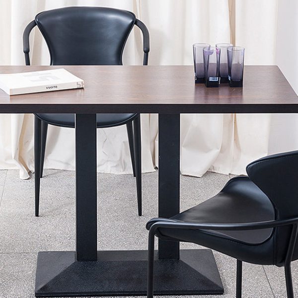 Modern Minimalist Trapezoid Back Saddle Leather Metal Dining Chair Backrest For Dining Room - Image 7