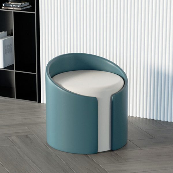 Modern Minimalist Leather Wood Sponge Round Cylinder Footstool Backrest Armless For Entryways - Image 12
