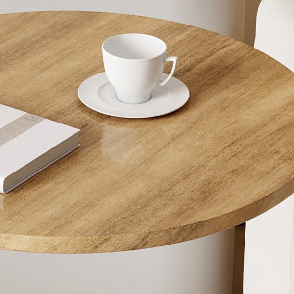 Modern Minimalist Round Wood Grain MDF Stainless Steel End Table For Living Room - Image 5