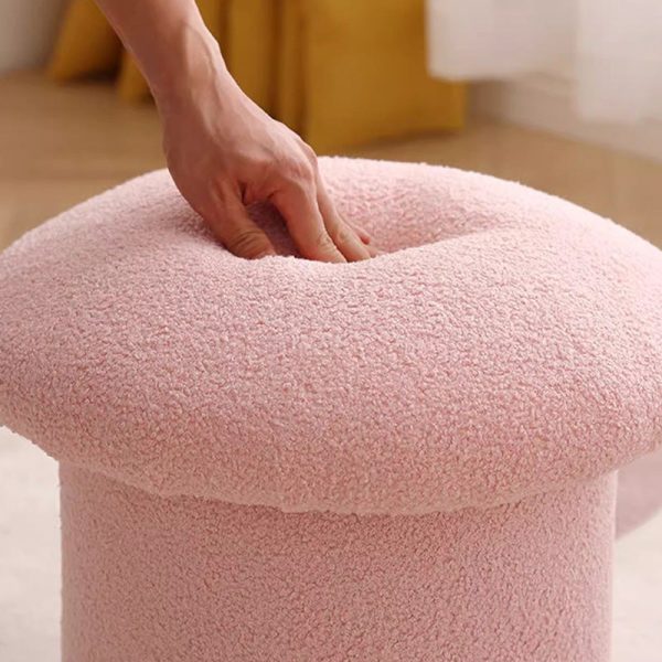 Contemporary Simplicity Mushroom Shape Velvet Pouf Footstool For Living Room - Image 7