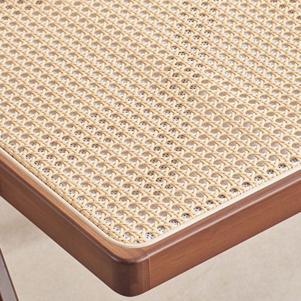 Modern Minimalist Foldable Square Rattan Wood Dining Chair Backrest Armrest For Dining Room - Image 8