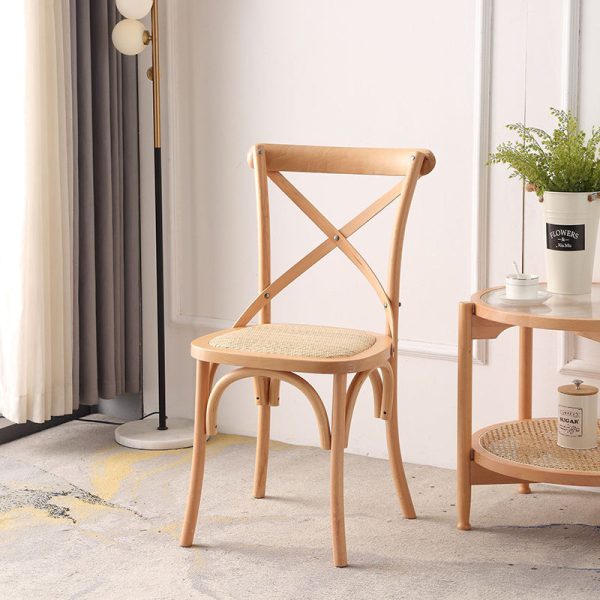 Traditional Rustic Weaving Rattan Wood Sponge Round Rectangular Dining Chair Backrest For Dining Room - Image 2