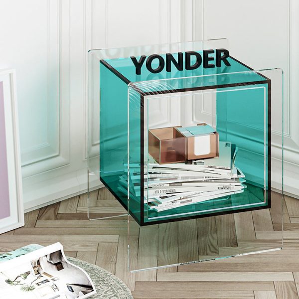 Modern Minimalist Square Acrylic Nightstand For Bedroom - Image 3